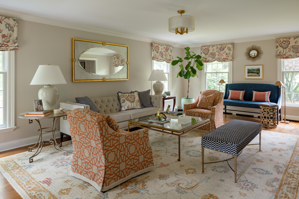 In a River Vale colonial, a designer created such a delightful TV room that
she was called back two years later when it was time to tackle the living room.
