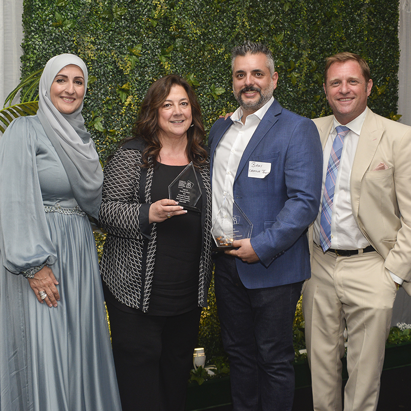 From left to right, ASID NJ President Nada F. Alzoubi, designer Anna Maria Mannarino, Industry Partner award winner Baki Ildiz, George Oliphant of NBC’s George to the Rescue. Industry Partner award winner Baki Ildiz, designer Anna Maria Mannarino, ASID NJ President Nada F. Alzoubi, George Oliphant of NBC’s George to the Rescue